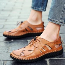 Красивые модные мужские сандалии Высокое качество Летние кожаные босоножки Для мужчин