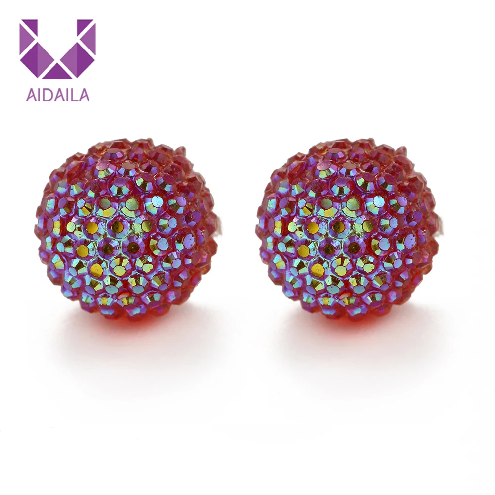 

Women Stud Earrings Cheap Ball Shape Bling Bling Fake Resin Stud Disco Ball Earrings for Party