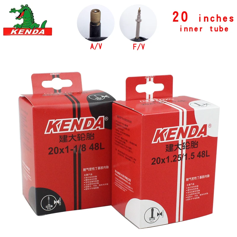 Kenda-Foldable Bicycle Inner Tube, MTB Parts, BMX Cycling Tires, 20 in, 20 in, 1.0, 1.5, 1.75, 2.125 A, V, F, V