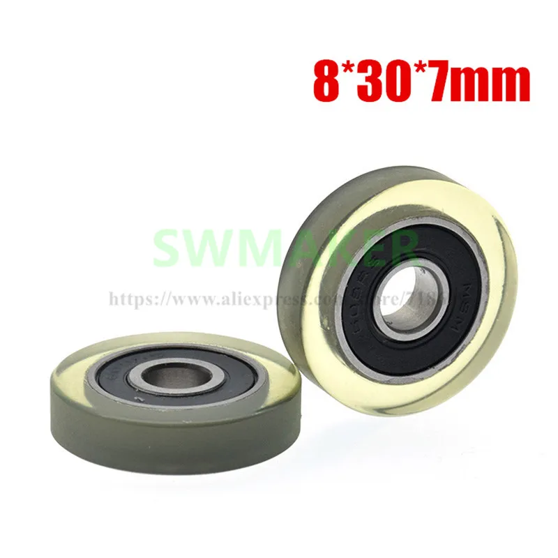 10pcs 8*30*7mm 608 bearing rubber-coated flat wheel plane press conveyor belt polyurethane PU soft rubber | Обустройство дома