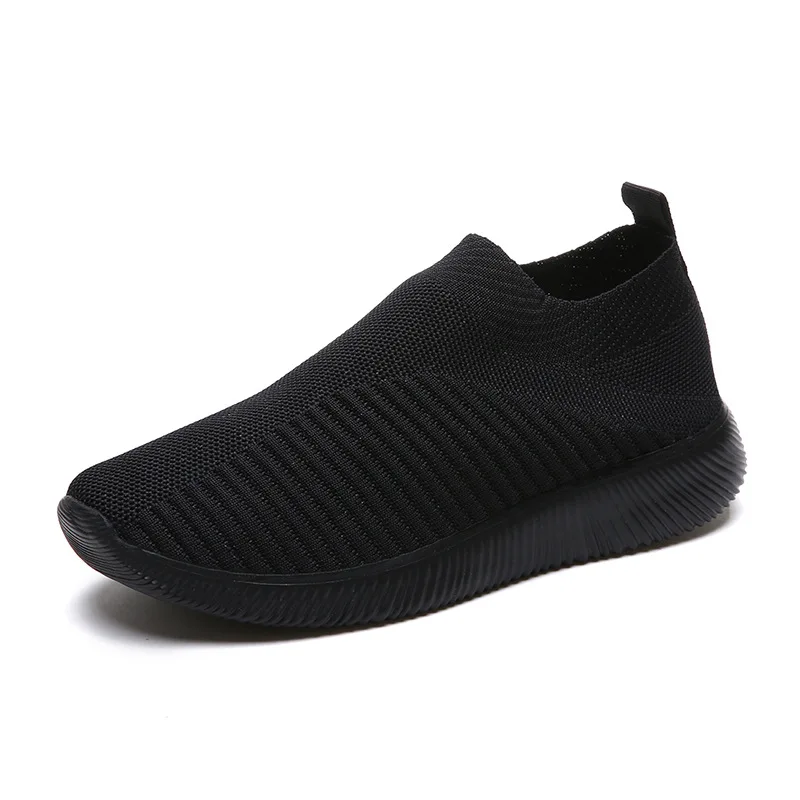 

Women Shoes 2019 New Flyknit Sneakers Women Breathable Slip On Flat Shoes Soft Bottom White Sneakers Casual Women Flats Krasovki