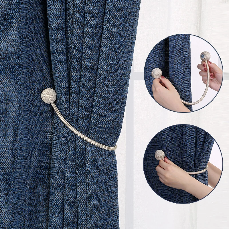 1 PC Upgraded Strong Magnetic Curtain Tieback Decorative Headset Shape Rope Curtain Holdbacks Convenient Drape Tie Backs