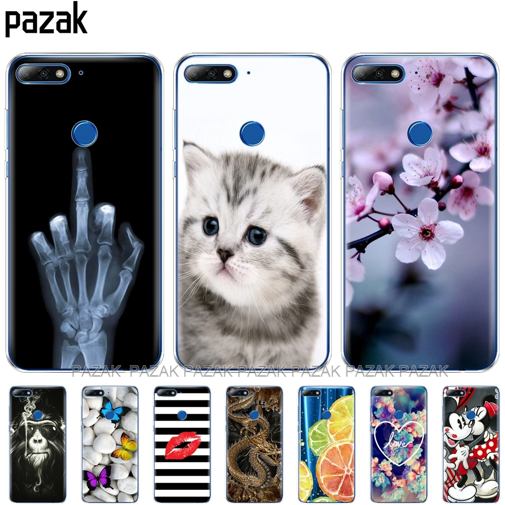 

Silicone phone Case For huawei Y7 2018 / Y7 Prime 2018 cases soft TPU Phone Back cover full 360 Protective new design