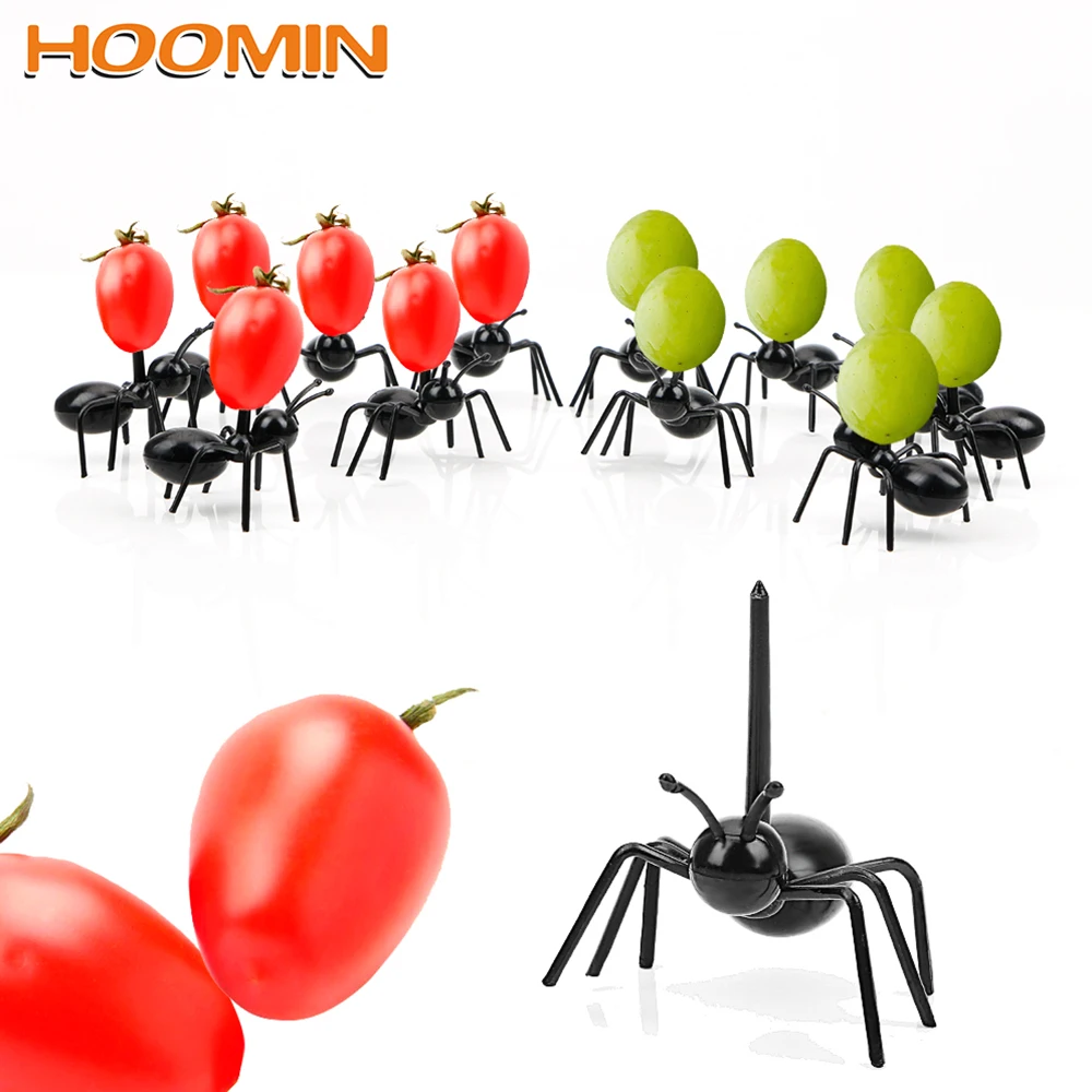 HOOMIN 12pcs/set Fruit Fork Kawaii Ant Fruit Fork Reusable Food Grade ABS Multiple use Tableware