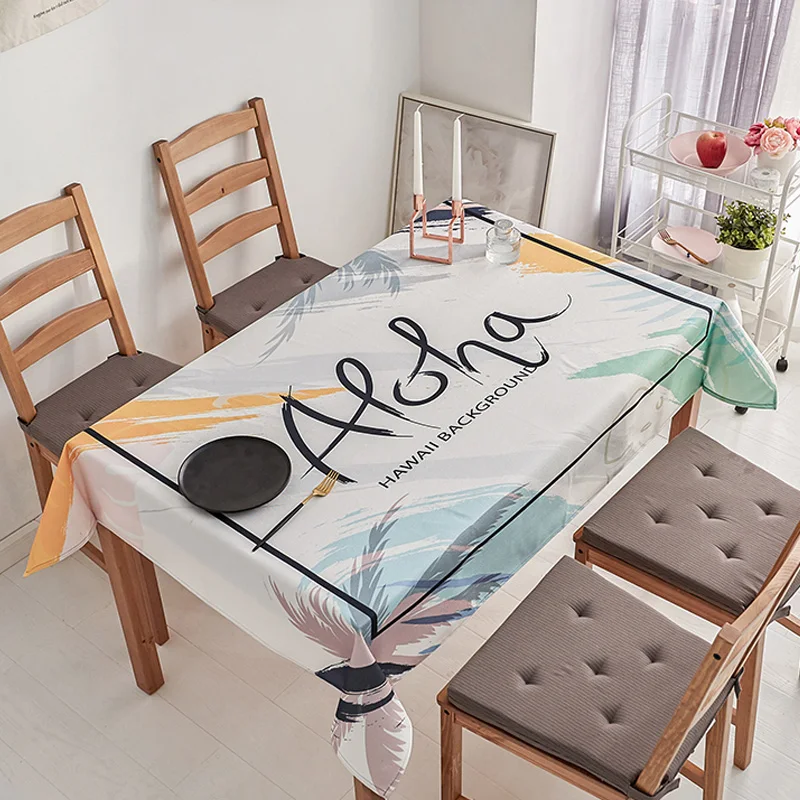 

Feather pattern Table cloth Waterproof Rectangular animal pattern Printed Tablecloth Home Protection and decorationTable cover