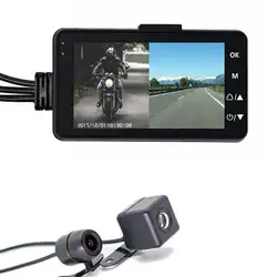 3-дюймовый HD 16:9 Экран 1080 P вождения мотоцикла Регистраторы Водонепроницаемый двойное зеркало видеорегистратор спереди + заднего вида
