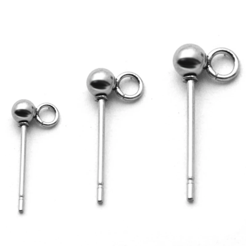 20pcs/lot Stainless Steel Eardrop Earrings Blank Base 3mm 4mm 5mm Jewelry Making Accessories Wholesale