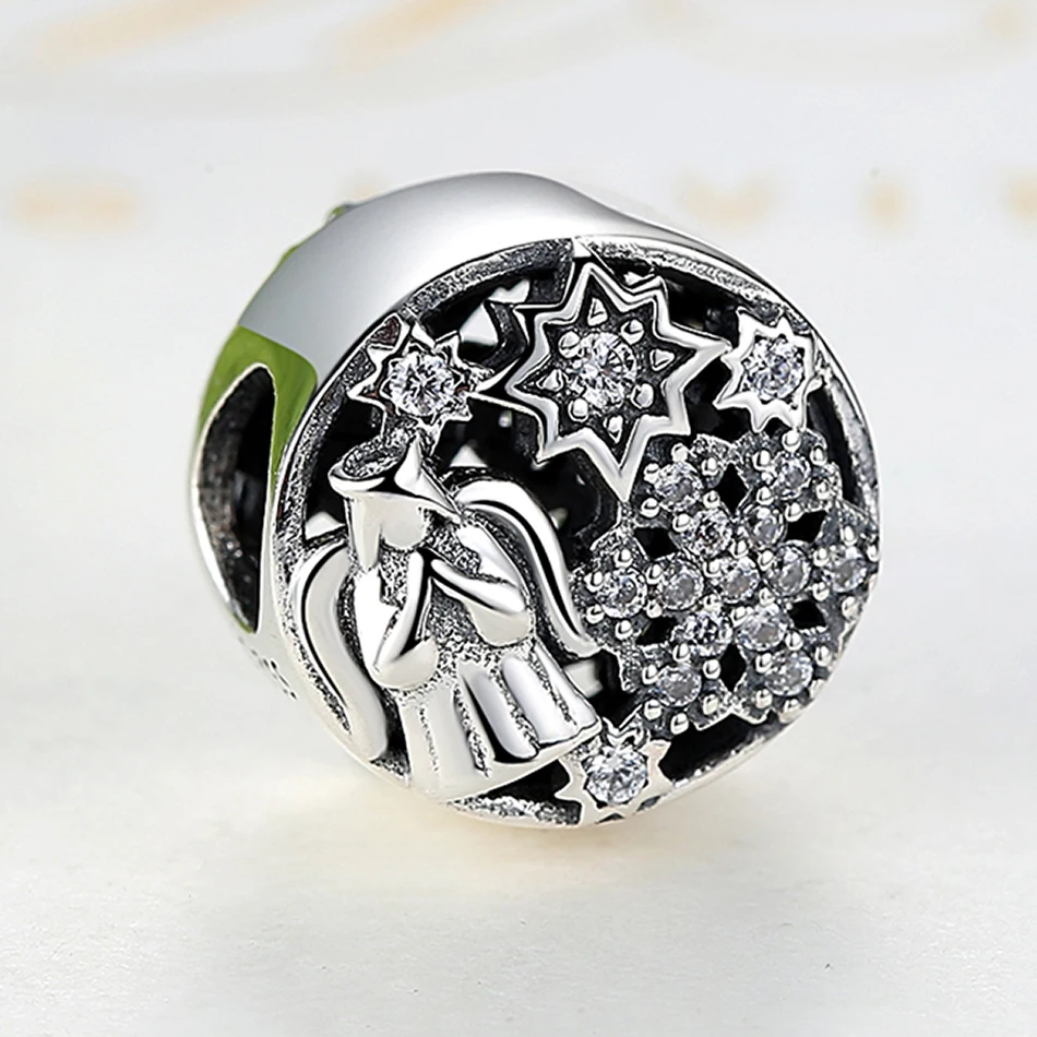 ELESHE Christmas Gift New 925 Sterling Silver Angel And Snowflake Bead Charms Fit Bracelets & Necklaces Fashion Jewelry