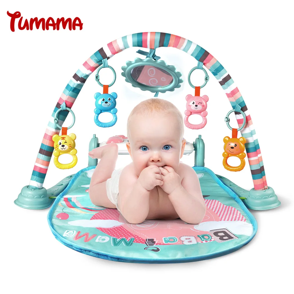 

Tumama Baby Play Mat Piano Musical Fitness Rug Mirror Animal Rattles Newborn Infant Crawling Gym Carpet Multifunction with Light
