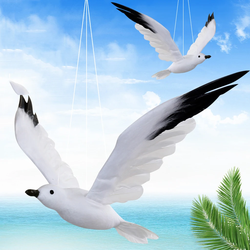 Flying Seagull Birds Statue Wall Sculpture Christmas Tree Holiday Party Decor Hanging Art Ornament