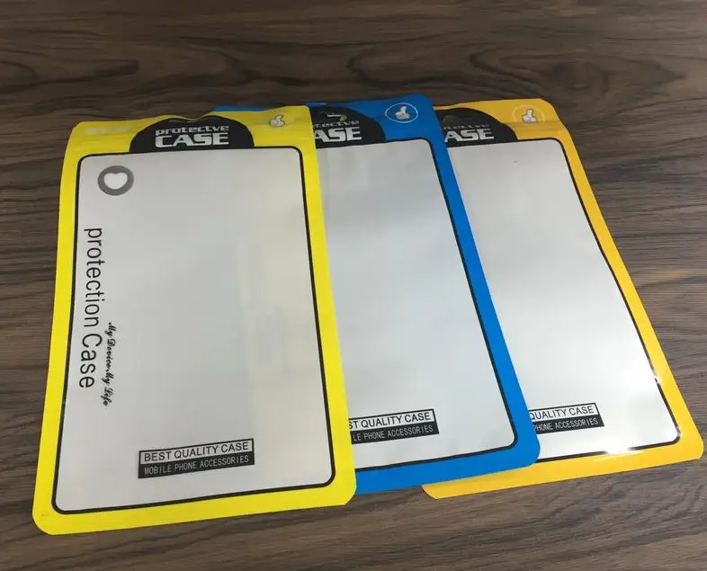 1000Pcs/ Lot 12*21cm 3colors Plastic Zip Lock Cell Phone Case Bags