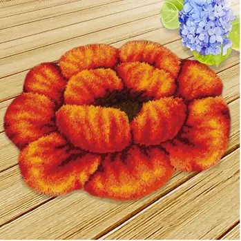 

DIY Mat Needlework Kit Unfinished Crocheting Rug Yarn Embroidery Set free shipping 3D Latch Hook Rug Kits Big Red Peony