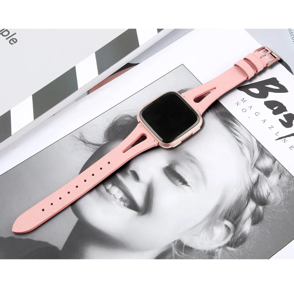 2 In1 COMLYO из мягкой кожи часы ремешок для Fitbit Versa ремешки для часов наручные часы аксессуары для Fitbit Versa защитная пленка