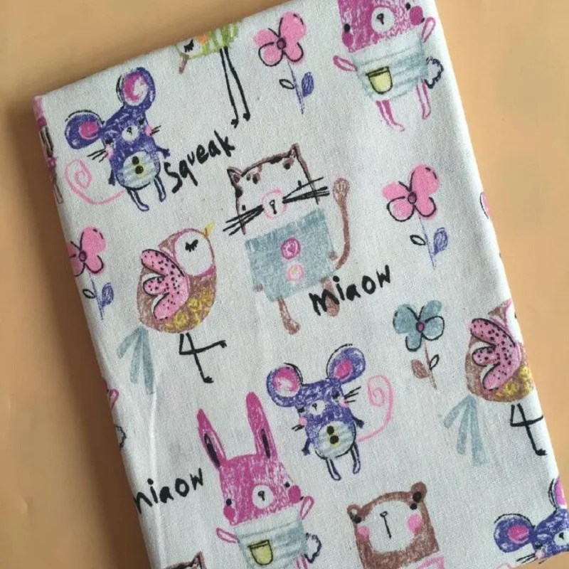 

Lovely Animal Printed Cotton Linen Patchwork Fabric Manual D=Sewing Quilting Canvas For DIY Quilting Sewing Crafts Cloth 150CM