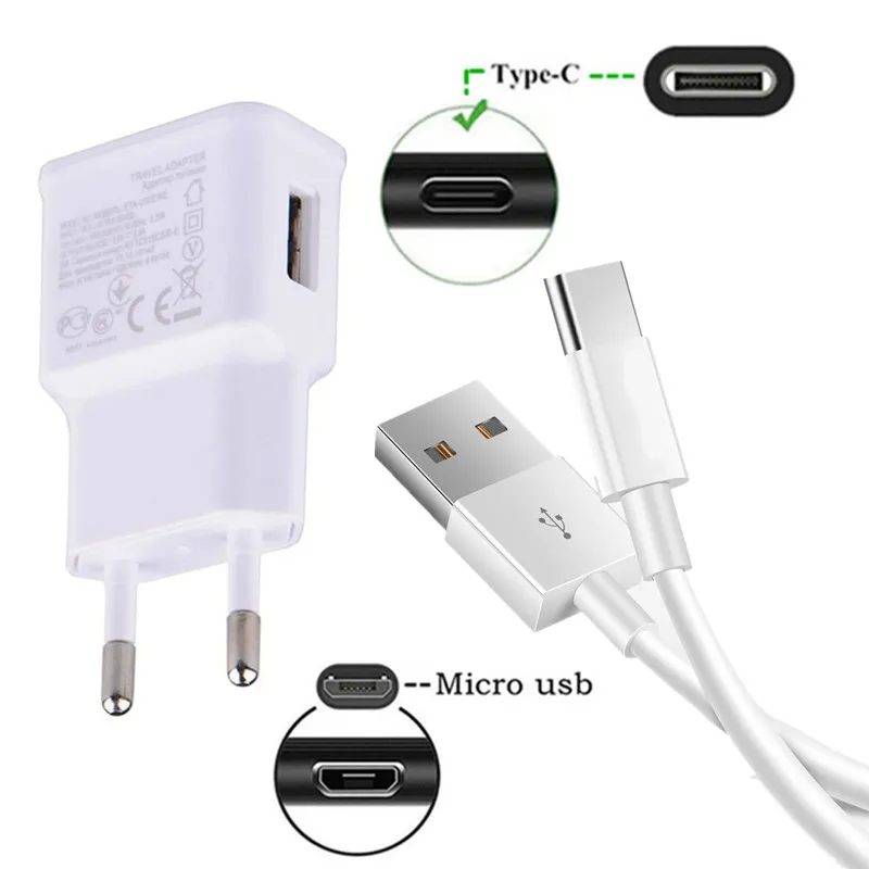 

For Nokia 5 5.1 Plus 6 6.1 7.1 8.1 Phone Charger Adapter Micro USB C Data Cable For Galaxy S8 S9 S10 Note 9 A7 A5 2017 J7 Prime