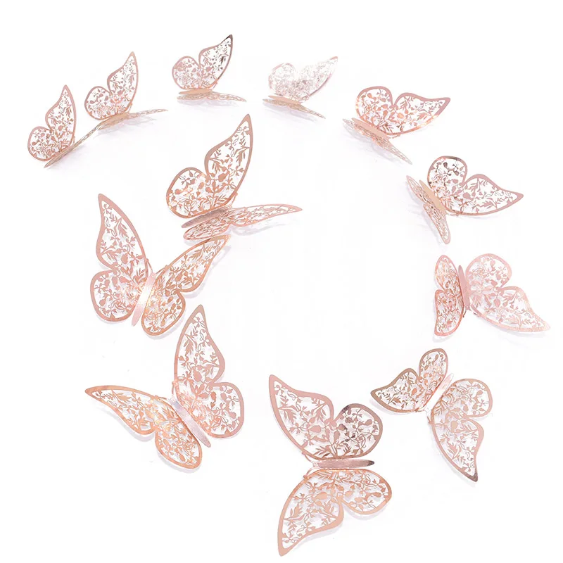 Best Seller Gold Stickers Decor Butterfly-Paper Wedding Silver Home 3-Sizes Wall Party DIY 3D Hollow 33028463074