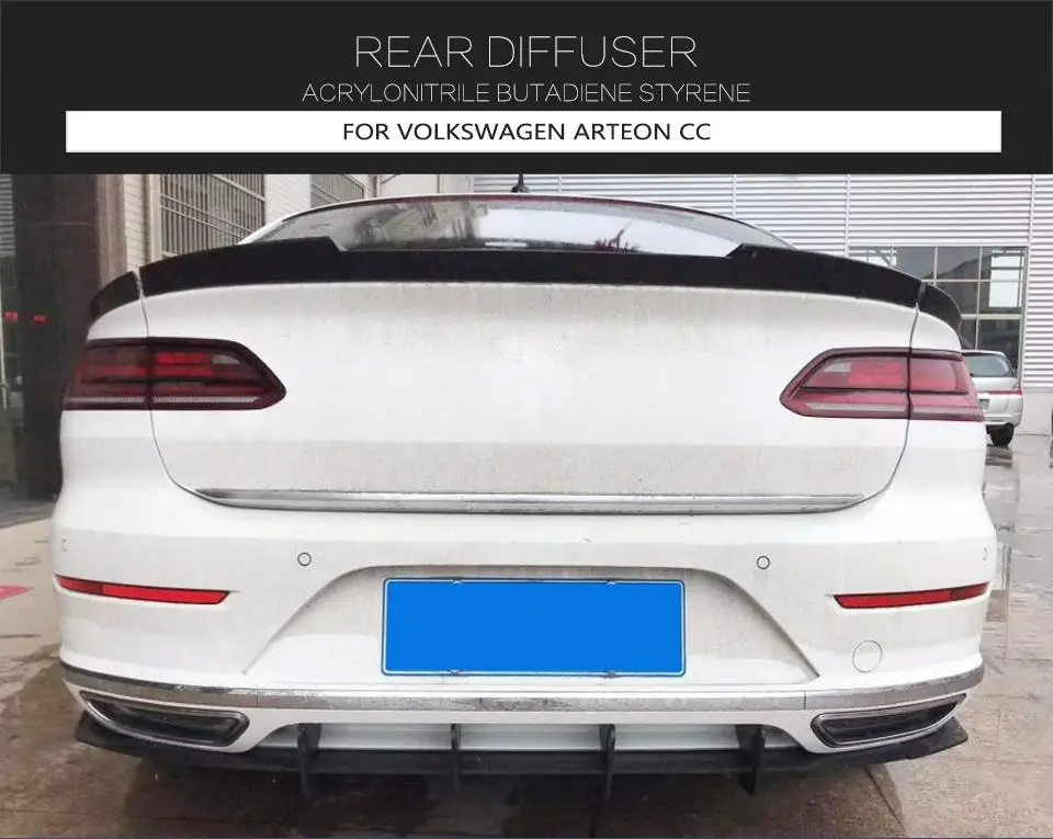 Черный ABS Автомобильный задний бампер диффузор для губ для Volkswagen VW CC Arteon Автомобильный задний диффузор спойлер