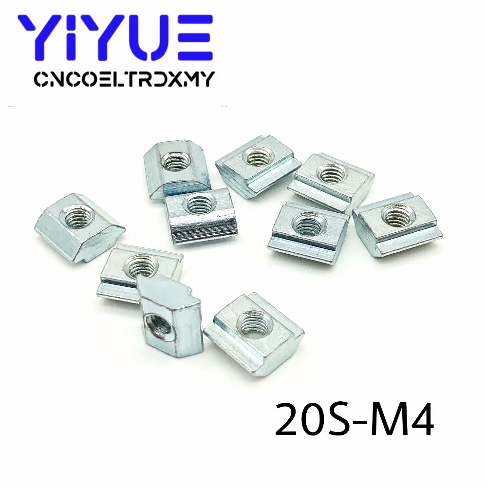 20pcs Zinc Plate Coated M3 M4 M5 M6 T Block Square nuts T-Track Sliding Hammer Nut for Fastener Aluminum Profile 2020 (5)