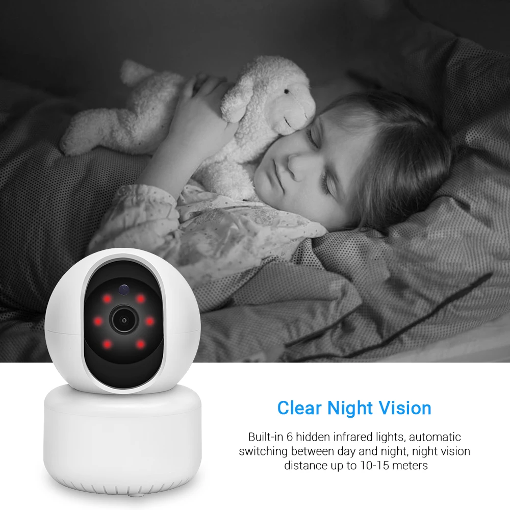 Мини-Wifi ip-камера Hamrolte HD1080P с функцией ночного видения, двухстороннее аудио-Обнаружение движения, пульт дистанционного доступа/наклонная камера, детский монитор iCSee