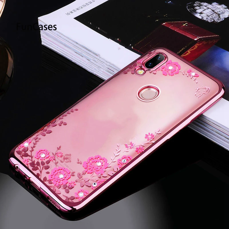 Цветок Алмазный чехол для huawei Nova 4E 3E 3i 3 P Смарт плюс Y9 P30 Pro P20 Коврики 20 Lite Honor 8X 7A 7C Мягкие TPU крышка девчушки