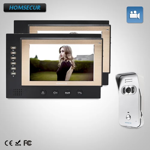 

HOMSECUR 7" Wired Video Door Phone Intercom System+Silver Camera for Apartment :TC021-S Camera(Silver)+TM701R-B Monitor(Black)