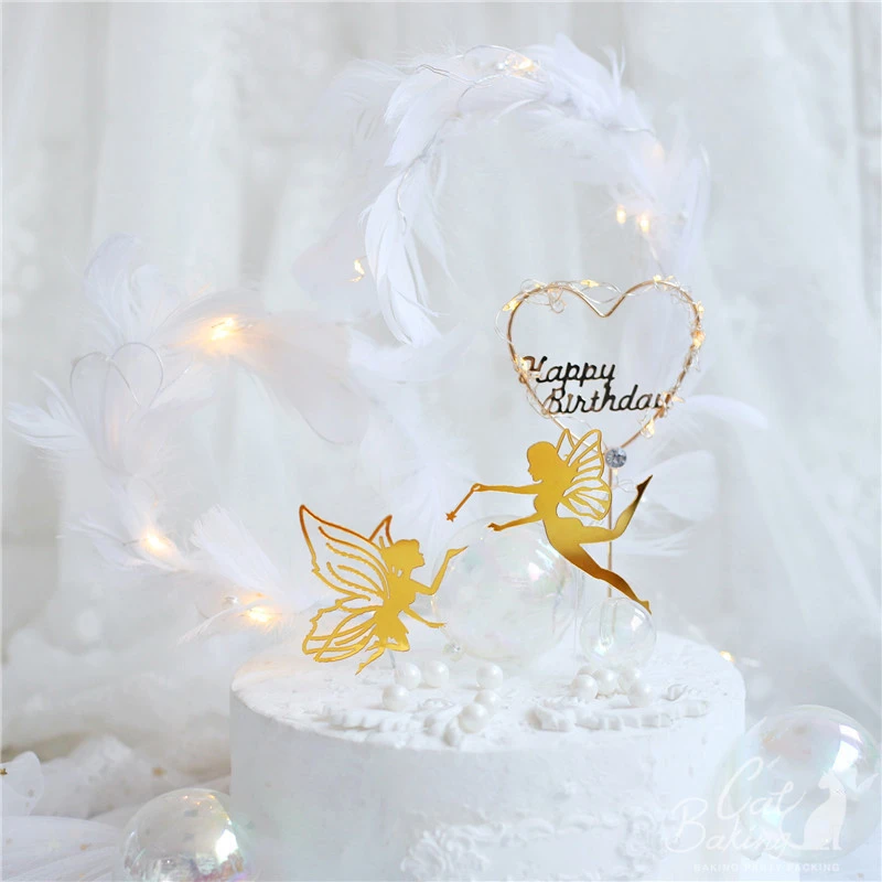 Decoration De Gateau Feerique En Dentelle Fleur D Elfe Perle Ange Joyeux Anniversaire Pour Enfants Fournitures De Fete Patisserie Cadeaux Doux Aliexpress