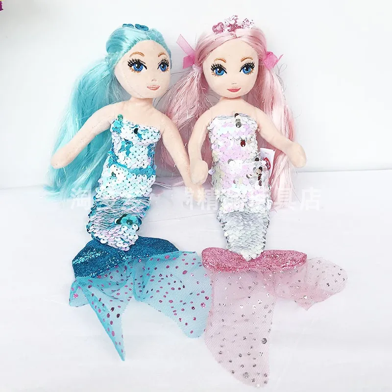 

TY Beanie Boos 30cm sequins ocean princess mermaid indigo plush toy big eyes plush animal plush toy children's gift