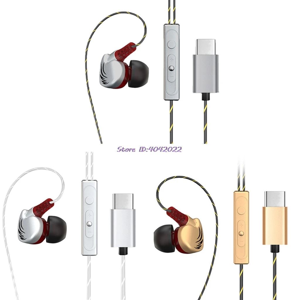 

In-Ear Earphone Earbuds Headset Line-In Control With Mic For Type C Phone Tablet
