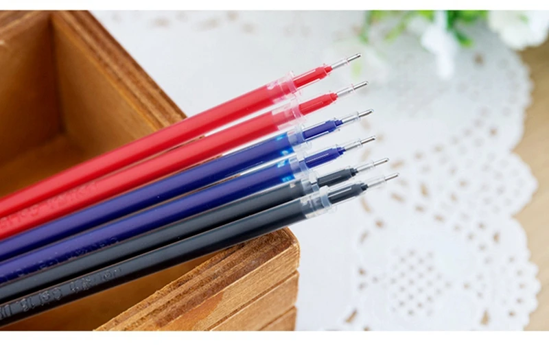 델리 A702 0.5mm 젤 펜 리필, 길이 129mm 전체 바늘 검정 파랑 빨강 3 색 옵션 교체 펜 리필, 20 개/상자