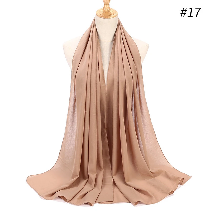 Plain Bubble Chiffon Hijab Scarf Women Wrinkle Chiffon Head Scarf Shawls Pashmian Pleated Muslim Wraps Muslim Hijabs Scarves - Цвет: Color 17