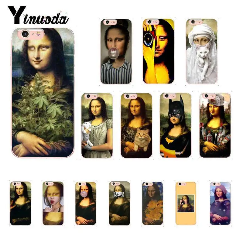 

Yinuoda Mona Lisa Leaf Cannabis parody pattern Soft Phone Cover for iPhone8 7 6 6S Plus X XS MAX 5 5S SE XR 10 11 11pro 11promax