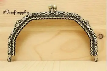 

metal frame sewing bag purse frame clasp 5 1/4 inch vintage anti bronze D41