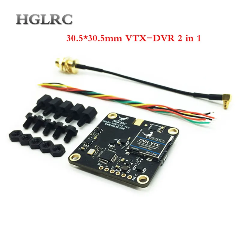 

HGLRC 30.5*30.5mm DVR-VTX AIO 5.8GHz VTX DVR 40CH FPV Transmitter Built in DVR SMA/RP-SMA Female Connector for RC Drone