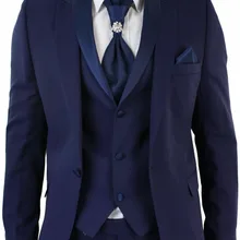 Мужской классический твидовый темно-синий приталенный винтажный костюм из 3 предметов 40, 42, 44, 46+ на заказ