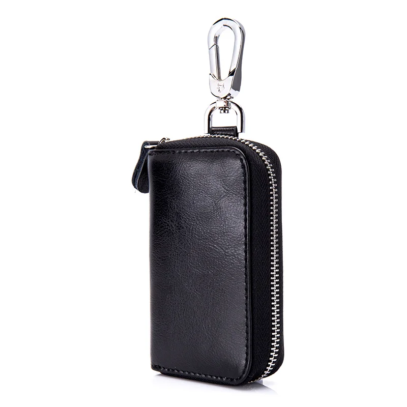 

Uniego 2018 New Genuine Leather Men Car Key Holder Key Wallet Zipper Keys Organizer Male Key Pouch Housekeeper Card Holder DC325