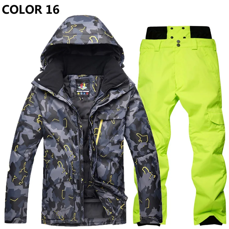 Лыжный костюм, Мужская ветрозащитная Водонепроницаемая 10000 зимняя высококачественная лыжная куртка+ лыжные штаны для мужчин-30 градусов, теплая - Цвет: c4