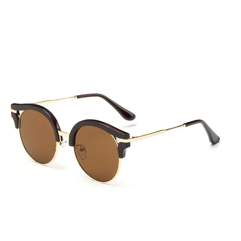 Модные круглые солнцезащитные очки "кошачий глаз" для женщин, фирменный дизайн, зеркальные линзы, солнцезащитные очки для женщин, солнцезащитные очки, UV400, m511 - Цвет линз: C02