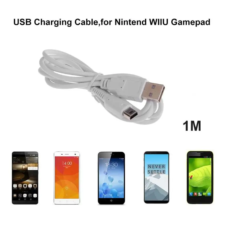 1 м USB кабель для зарядки данных для nintendo wii U Gamepad контроллер USB зарядное устройство зарядный кабель для wii U