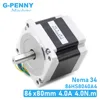 NEMA 34 CNC stepper motor 86x80mm 4.2N.m 4A D=14mm Nema34 stepping motor 570Oz-in for CNC engraving machine and 3D printer! ► Photo 1/6