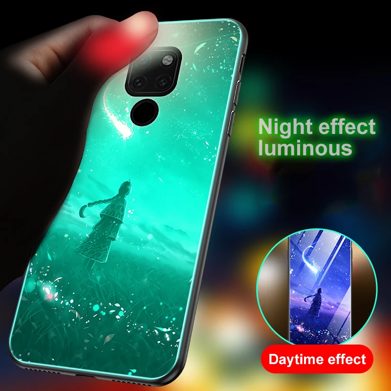 Светящийся чехол для Huawei P20 Lite Pro Mate 20 20X Nova 3 3i 3e 2s 9 H из закаленного стекла с