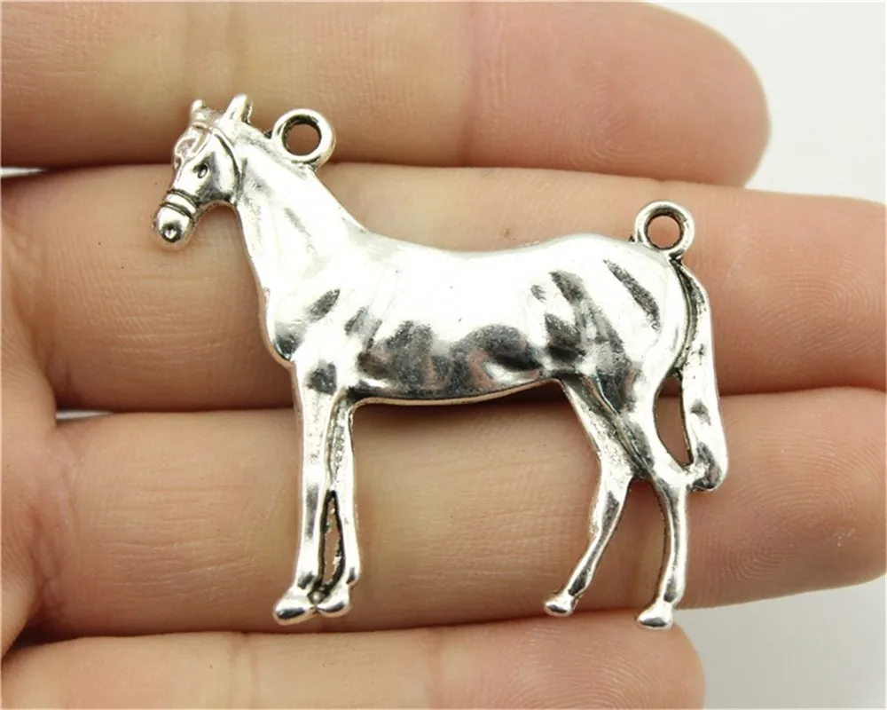 

WYSIWYG 2pcs 41x41mm Big Horse Pendants Antique Silver Color Steed Horse Charm Horse Pendants For Jewelry Making