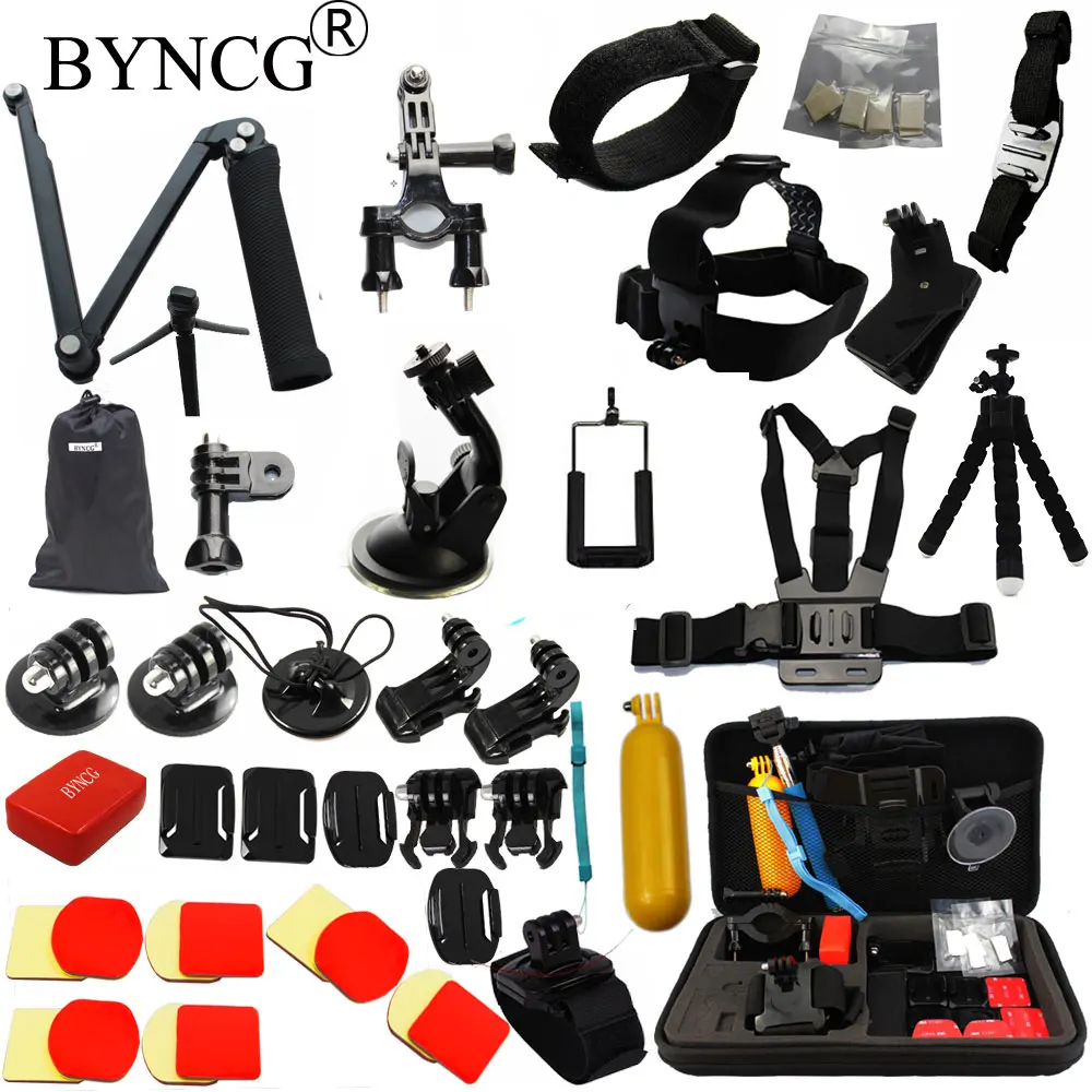 

BYNCG for Gopro hero 6 Accessories Set for go pro 5 4 3 kit 3 way selfie stick for Eken h8r for xiaomi for yi EVA case T88
