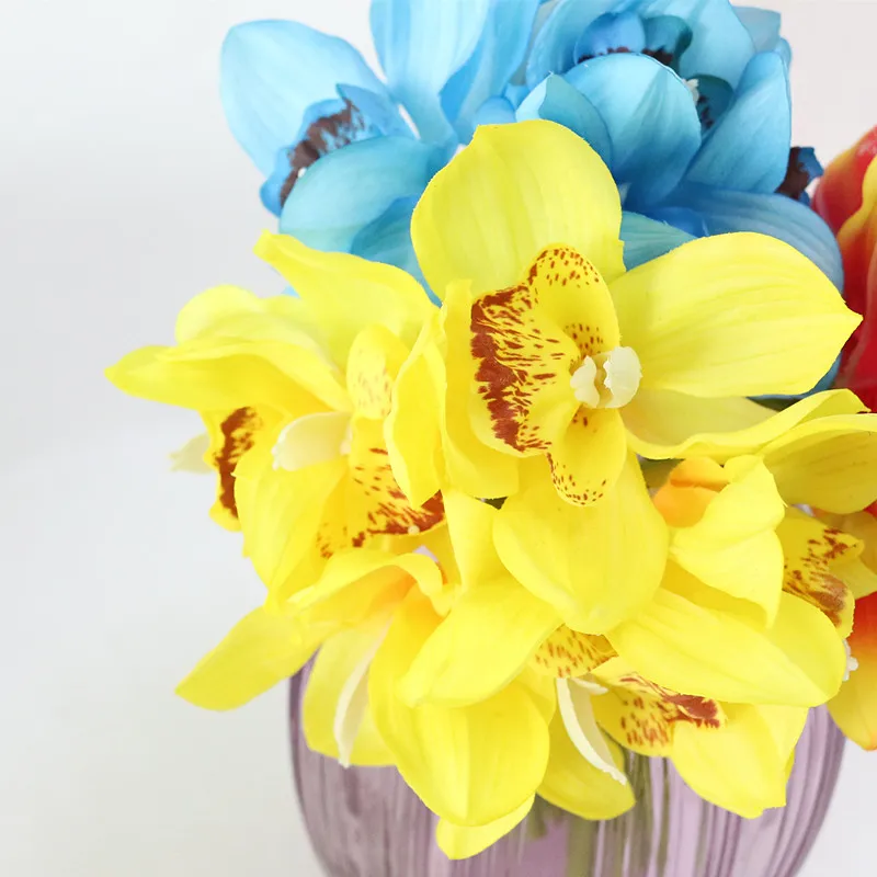 Flone Artificial Butterfly Orchid Flower Simulation Latex Flower Real Touch Lily Bouquet Wedding Home Office Party Decor Floral (23)