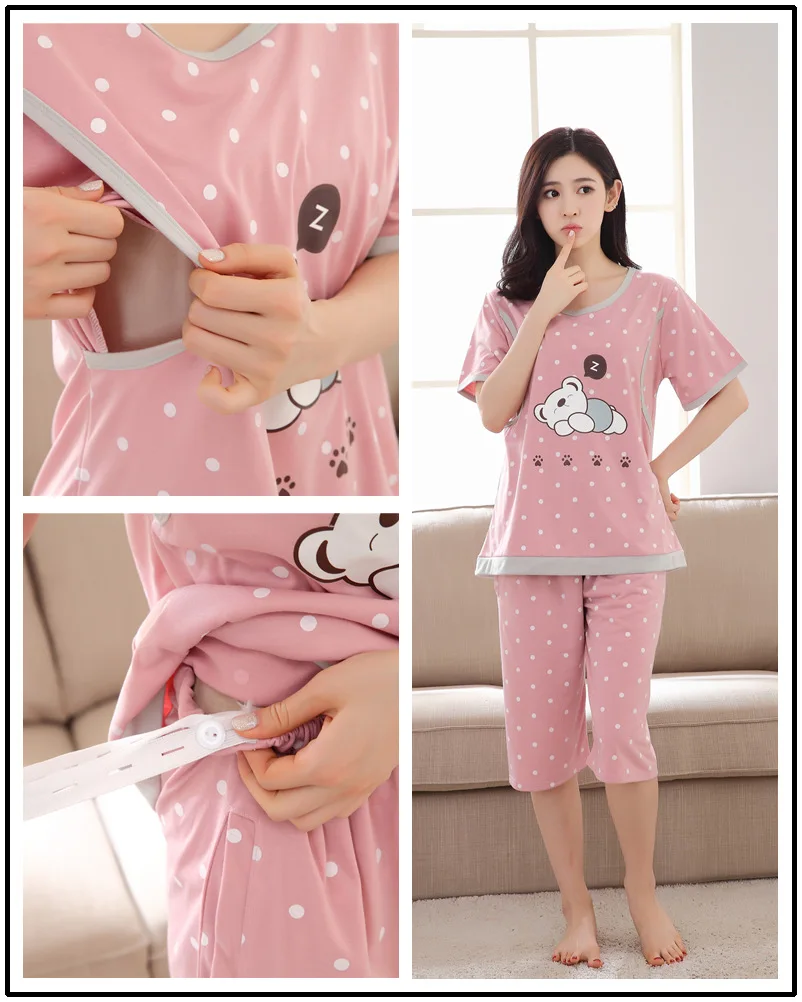 Summer Fashion Maternity Pajamas Sets Nursing Shirts + Belly Shorts Suits for Pregnant Women Pregnancy Breastfeeding clothing (64)