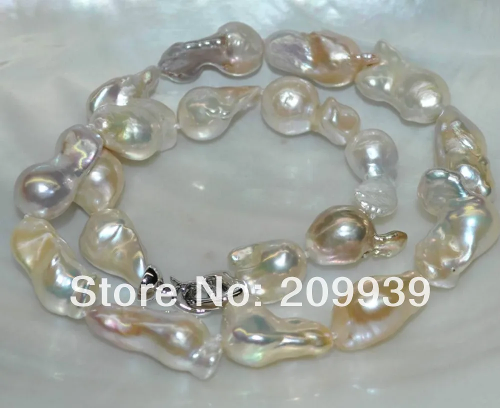 

Hot sell Noble- SHIPPING>>>@@ AS3417 GORGEOUS Multicolor Baroque Nucleated cultured pearl necklace