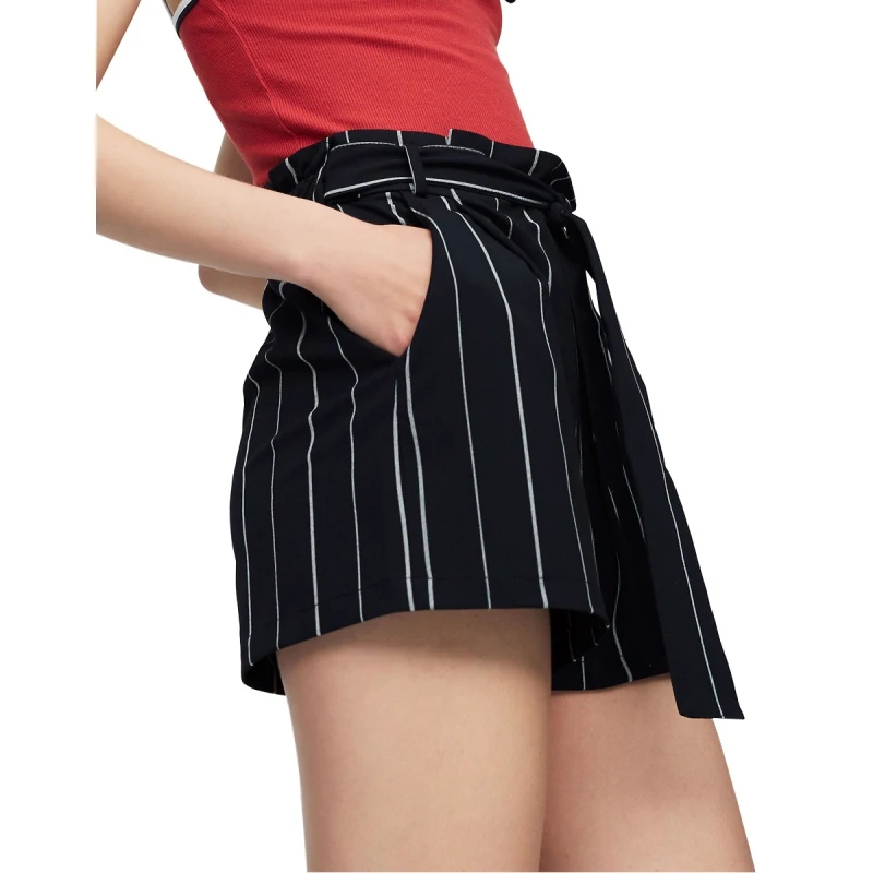 HDY Short Femme 2019 Women High Waisted Wide Leg Short Stripe Elastic Waist Shorts Feminino Plus Size haoduoyi Shorts Women M (6)