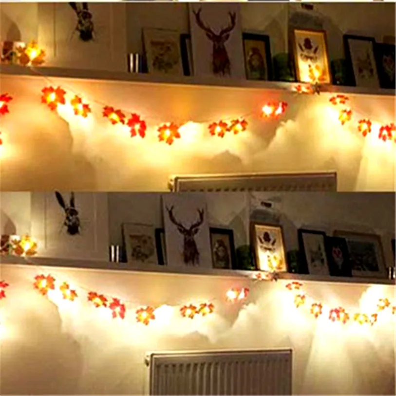 

Halloween LED light string 3M 20LED Lighted Fall Autumn Pumpkin Maple Leaves Garland Thanksgiving Decor Dropshipping #F#30OT12