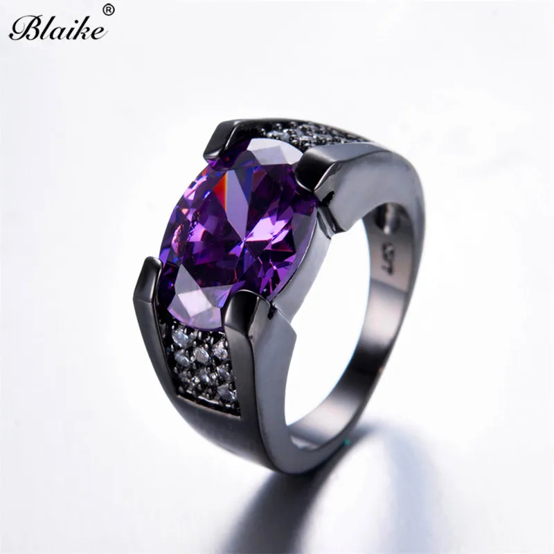 JUNXIN-Gorgeous-Male-Female-Finger-Ring-Purple-Oval-CZ-Ring-Vintage-Black-Gold-Wedding-Rings-For
