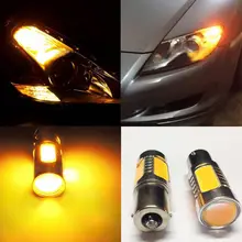 Par lampada led pista seta 7.5w 1156 py21w bau15s amarelo ambar 12v