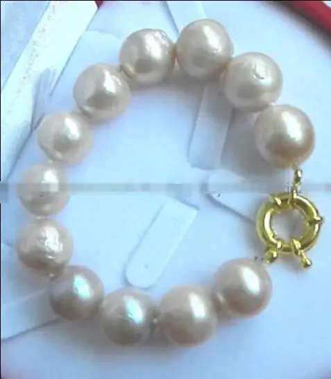 

Hot sale new Style >>>>New 14mm Huge Natural White Huge baroque Pearl Bracelet Bangle 7.5''